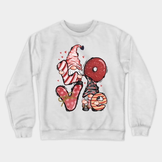 Love Gnome Valentine Heart Crewneck Sweatshirt by luxembourgertreatable